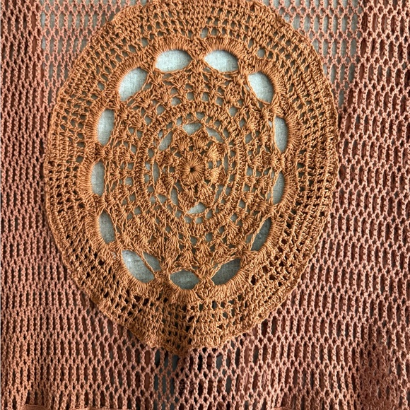 Idyllwind Rust Crochet Vest with Fringe - Picture 5 of 10